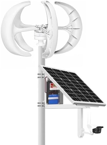 2000W Wind Turbine Generator Kit, 12V/24V Vertical 5-Blade PMA, Hybrid Wind-Solar System with Controller, Efficient Off-Grid Renewable Energy Solution for Home Power