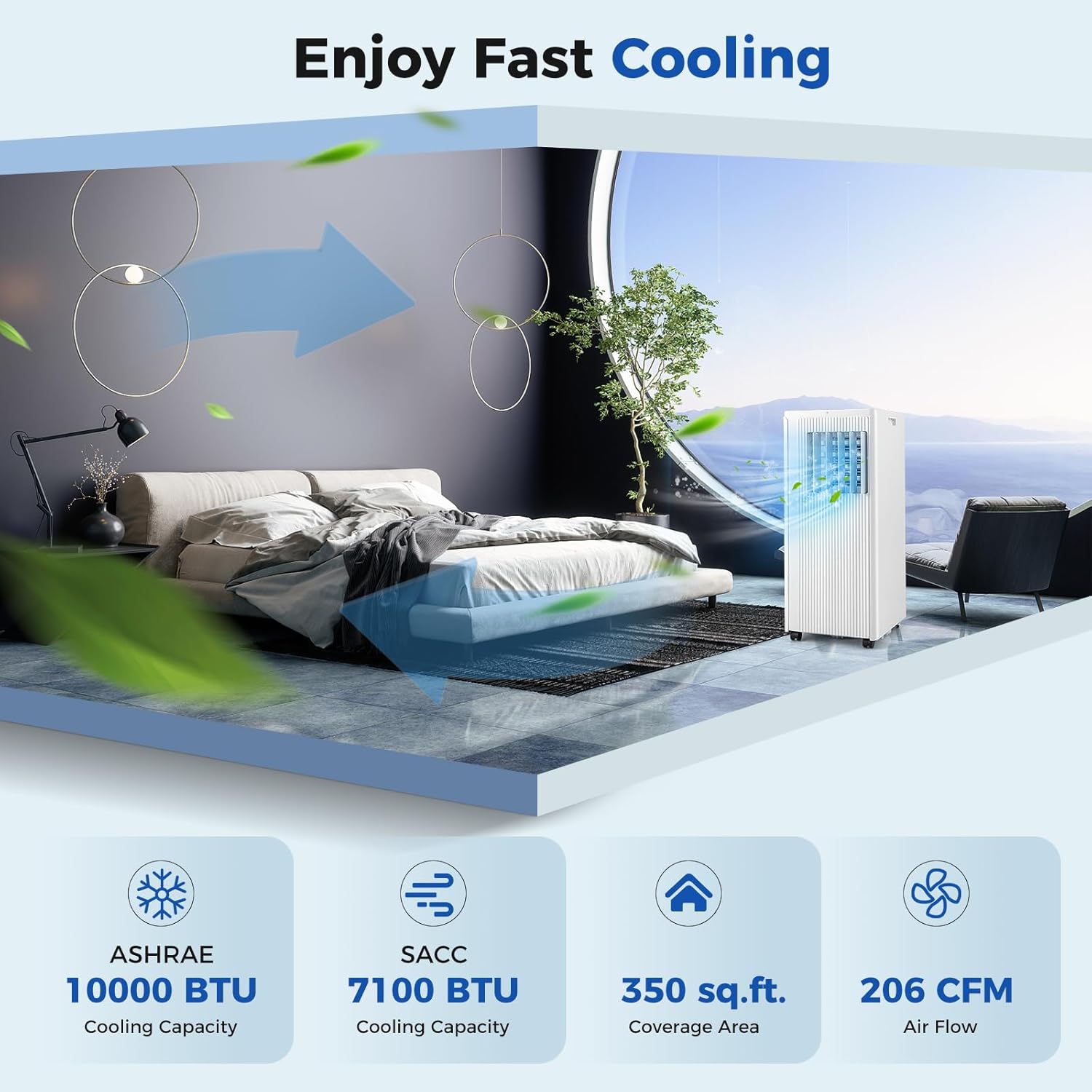 COSTWAY 4-in-1 Portable Air Conditioner, 10000 BTU Standing Air Cooler w/Fan & Dehumidifier, 24H Timer, Remote Control & Window Installation Kit, AC Unit Cools Rooms up to 350 Sq.Ft
