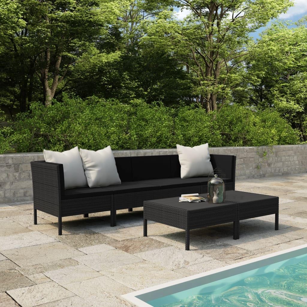 6 Piece Patio Lounge Set with Cushions Poly Rattan Black,Cozy Oasis Patio Lounge Set: Relax, Refresh, and Refresh Furniture Sets for Patio, Lawn & Garden