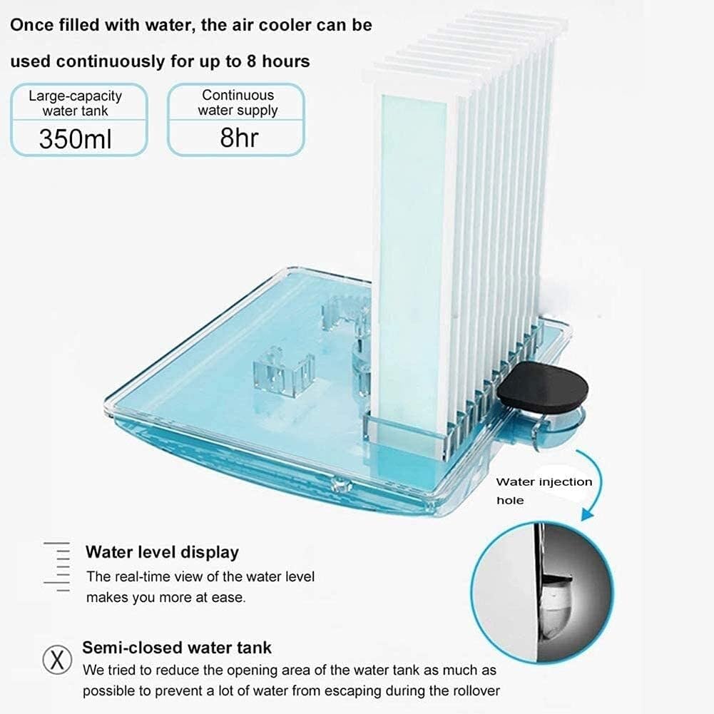 Portable Mini Air Conditioner, 3-in-1 Air Cooler, Humidifier & Air Purifier for Home, Office, Bedroom, 3 Adjustable Speeds with Timer and Charging