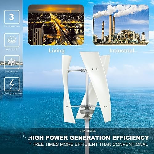 High Efficiency 2000W Vertical Wind Turbine for Home Use – 3 Phase 3 Blades, Quiet Operation, 12V/24V/48V/220V Controller, Eco-Friendly Renewable Energy Solution (White)