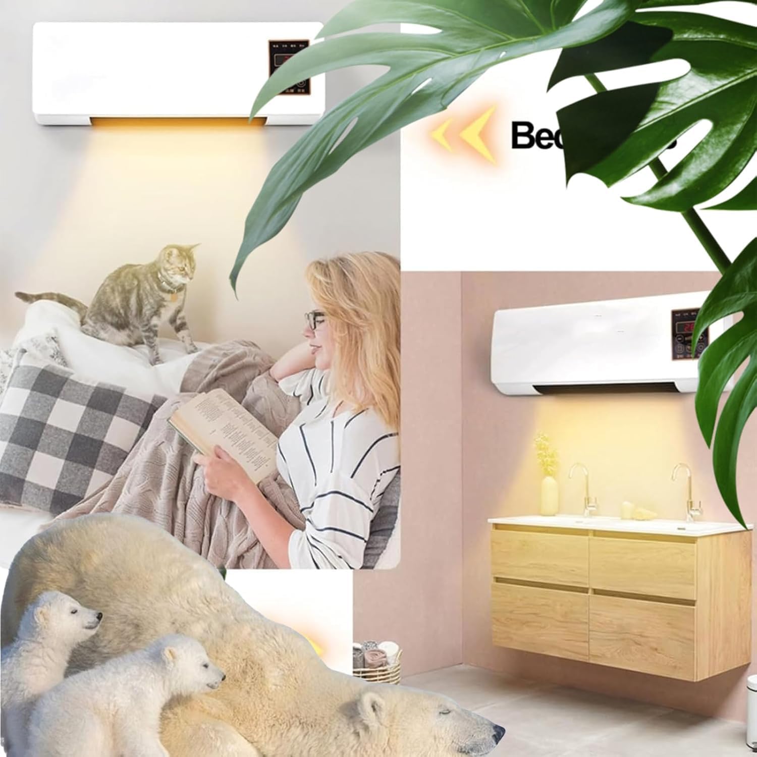 Portable Air Conditioner,Multifunctional Wall Air Conditioner, Super Quiet Fast Cooling/Heating for Room,Mobile Small Air Heater