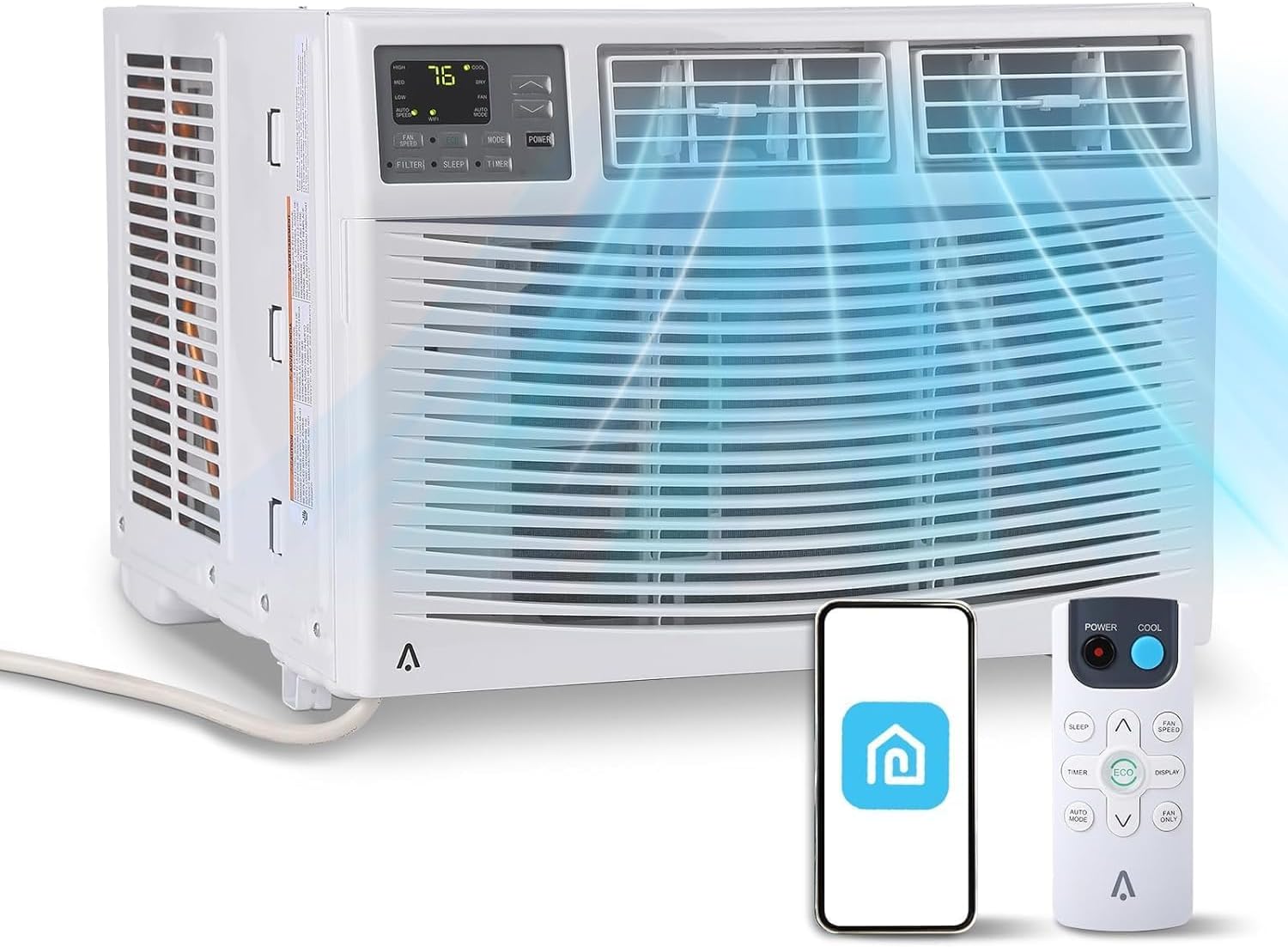 12,000 BTU Window AC Unit - 115V Wi-Fi Enabled Air Conditioner for 550 Sq.Ft Rooms | Fast Cooling Window-Mounted with Remote | Perfect for Apartments, Living Room & Office
