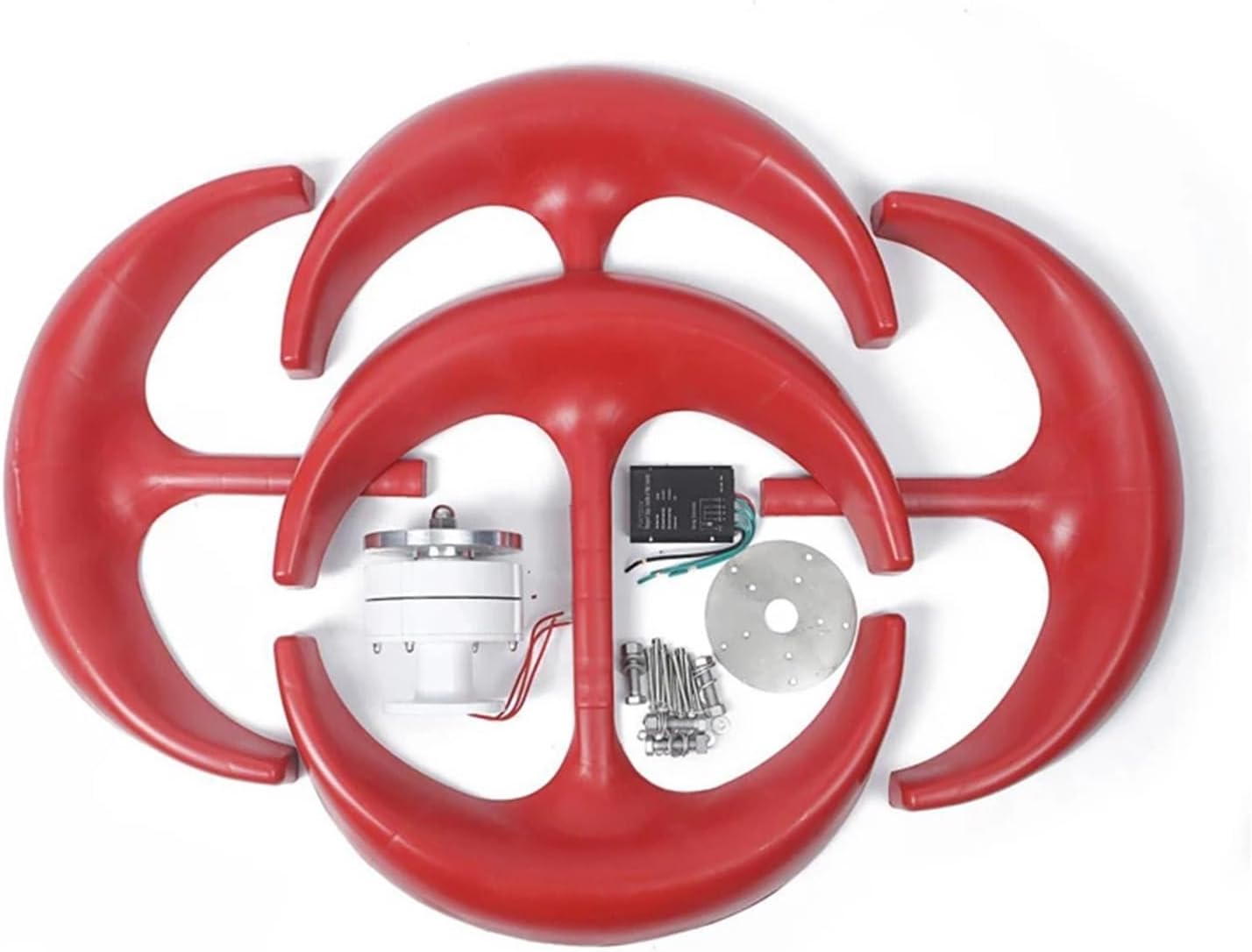 5000W 12V 24V 48V Wind Turbine Generator 5KW Vertical Axis Windmill with Hybrid Charge Controller for Home Use Low Starting Speed for Home(Red,Wind Turbine ONLY_48V)