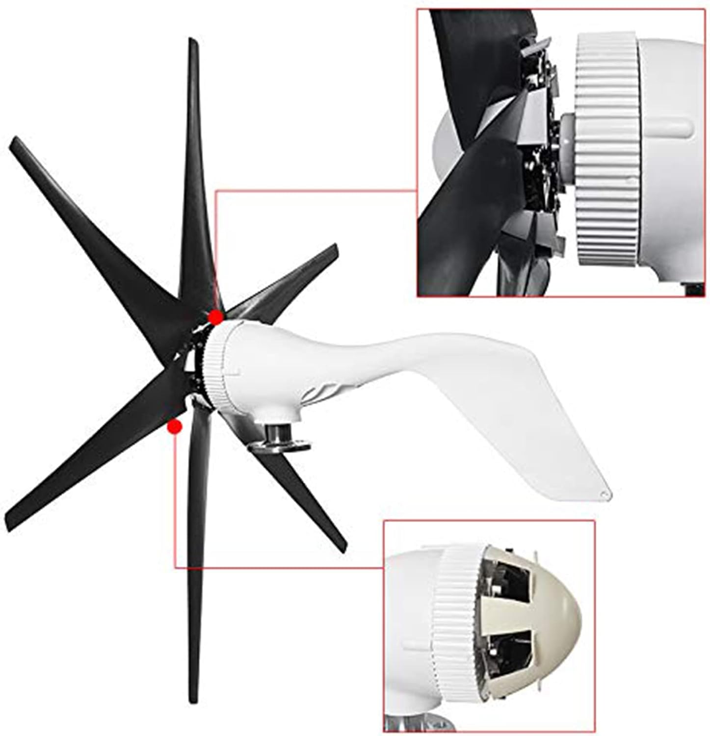 12v, 6 Blades Wind Turbine Generator Kit,14000W Portable Vertical Wind Power Turbine Generator Kit with Controller for Home Use (12V 24V 48V,Black)