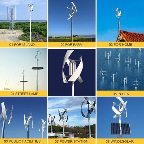 20000W Vertical Axis Wind Turbine Generator Kit - 12V/24V/48V/220V, 3-Blade Outdoor Windmill with Controller for Renewable Energy Power Supplementation (48V)