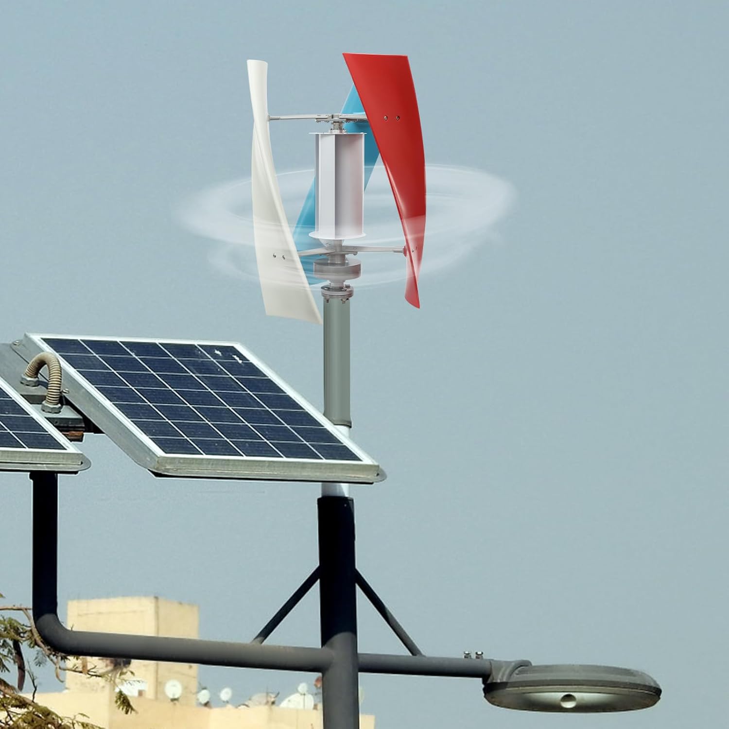 24V Vertical Wind Turbine, 3-Blade Vertical Axis Wind Turbine Generator Kit with Auxiliary Wind Wheel, 100W Wind Power Generator for Home Business Industrial Power Supply (24, Volts)