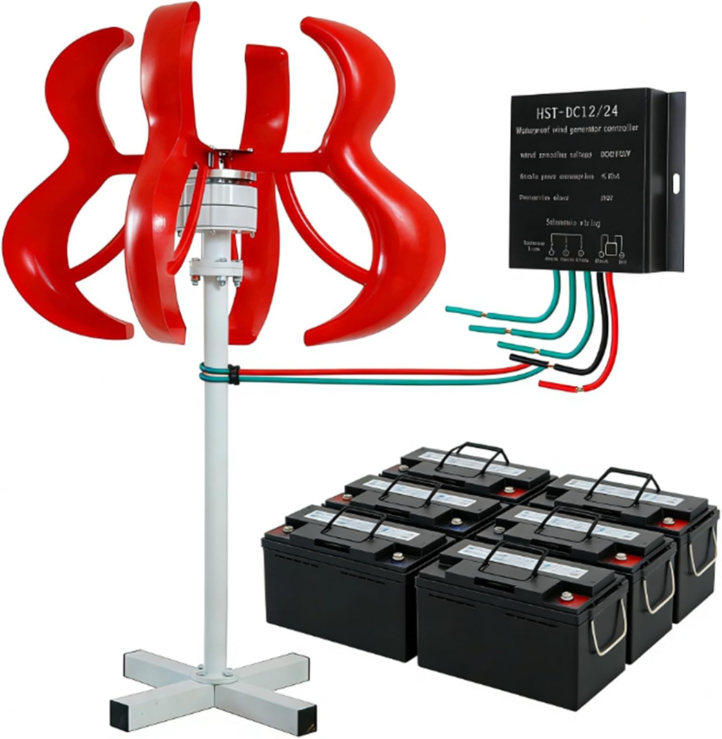 Vertical Axis Wind Turbine 10000W, 3 Phase AC Permanent Magnet Wind Generator Kit 12V 24V 48V 220V with Charge Controller,for Home Use