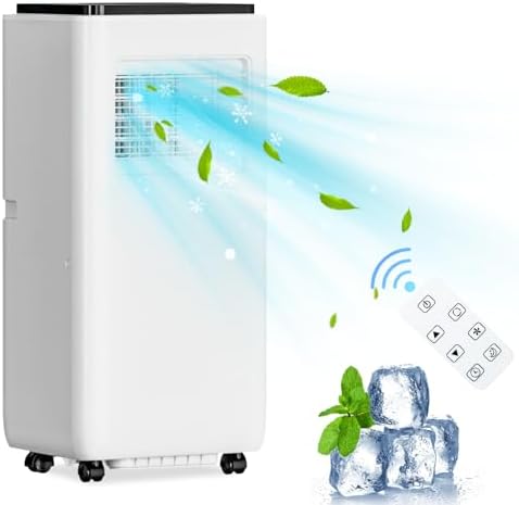 Portable Air Conditioner, 8000 BTU Air Conditioner with Remote Control,Quiet AC Unit with Cool, Dehumidifier & Fan Mode, 24 Hour Timer, Room Cooling Up to 350 sq ft