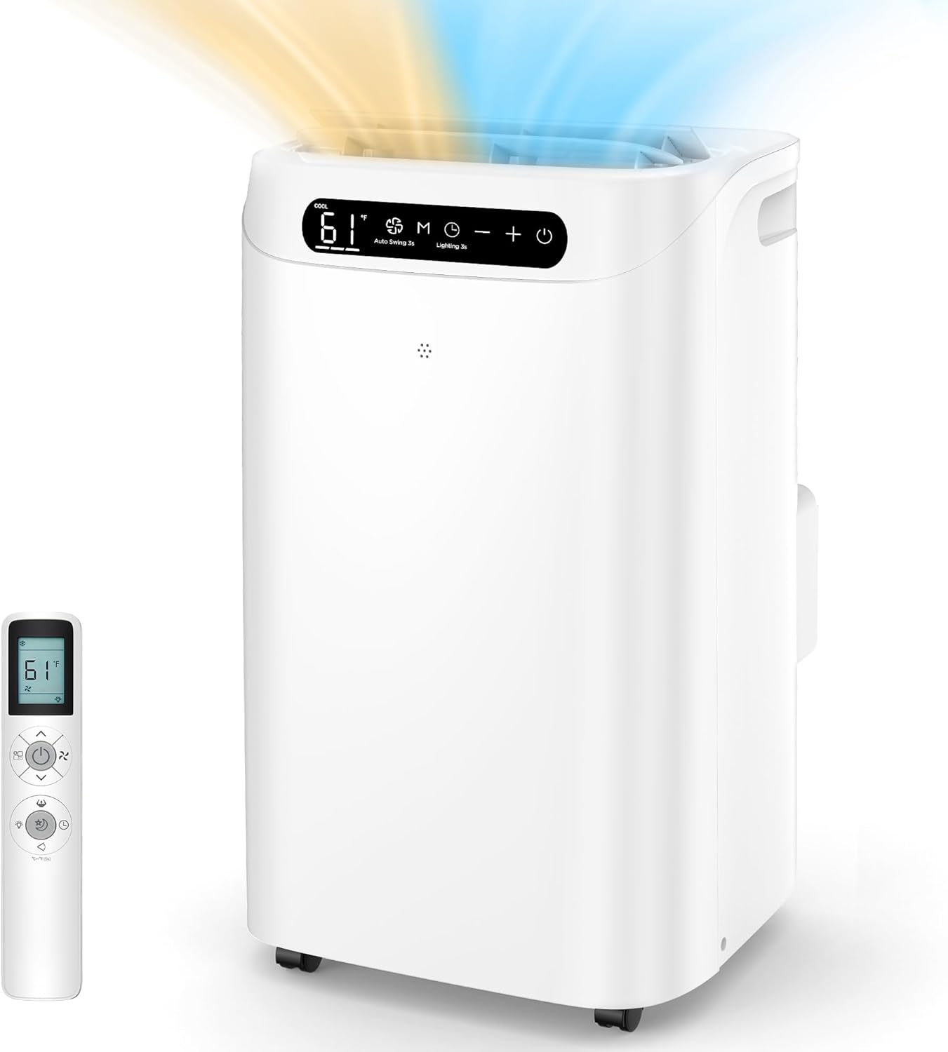 14000 BTU Portable Air Conditioners with Heater, Remote Control, 4-in-1 Free Stand Smart Cooling AC Unit with Heating, Dehumidifier, Fan Mode for 550 to 700 sq.ft Room,Auto Swing,Timer,White