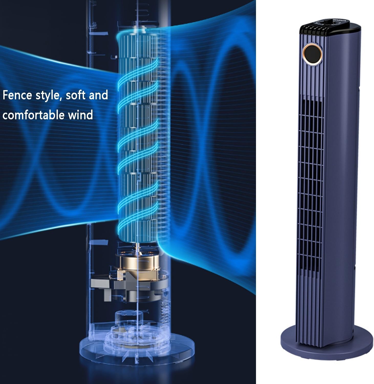 Tower Fan/Office Bladeless Fan/Oscillating Floor Fan/Air Circulation Fan, 3-Speed Adjustment, Wide-Angle Air Delivery, Use with Air Conditioner, Uniform Cooling Throughout The House
