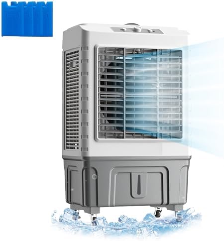 Air Conditioner Fan Evaporative Air Cooler 3 Speeds, with Misting Function, 120° Oscillation Swamp Cooler, for Office, Home, Room, Outdoor(Size:95cm/55L)
