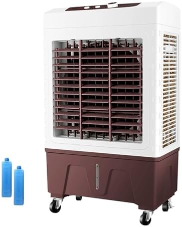 Evaporative Cooler, Knobs Air Cooler, Portable Air Conditioner with 30L/6.6Gal Water Tank, 3 Speeds and 2 Ice Packs for Outdoor Commercial Factory