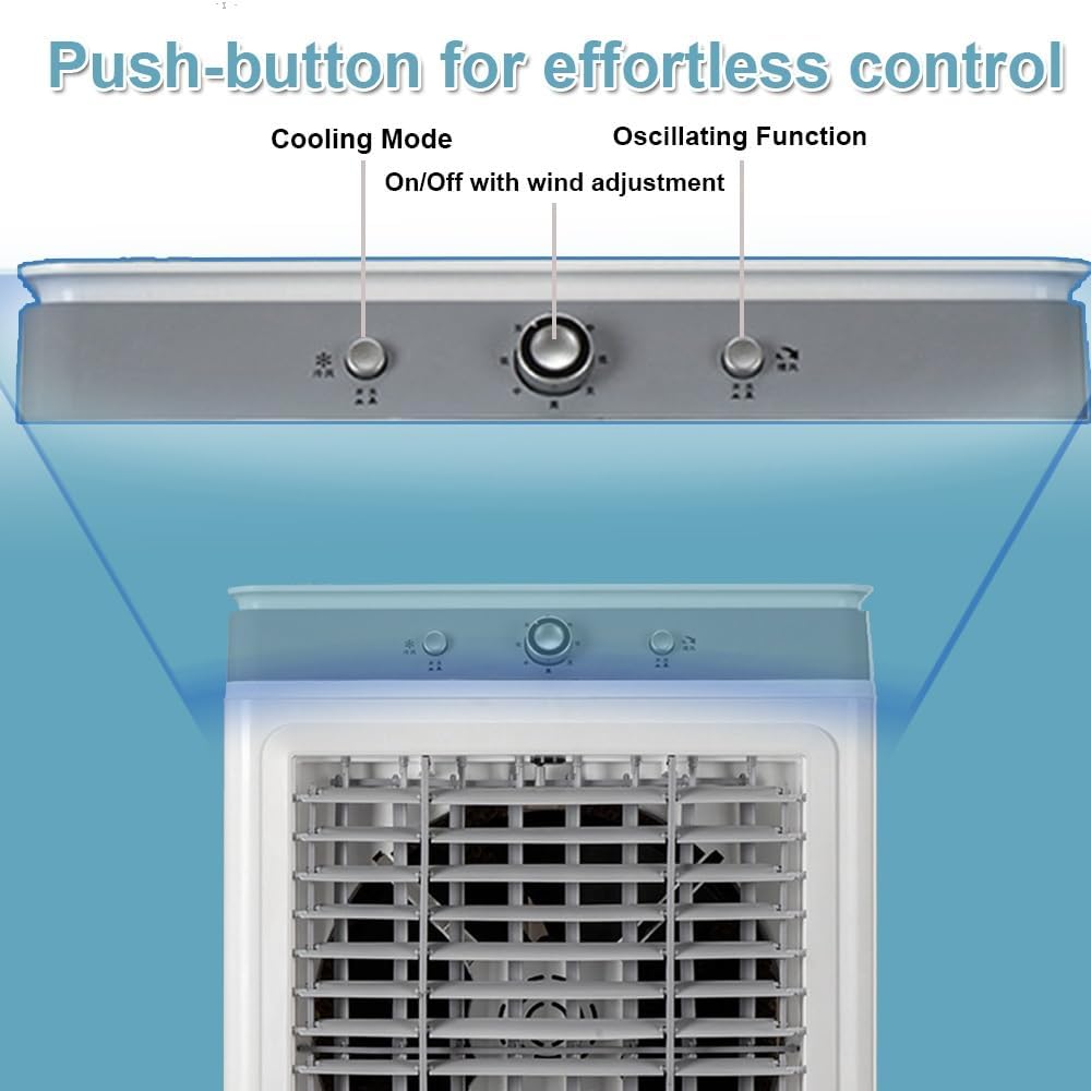 Evaporative Air Cooler Portable, Energy Saved Cooling Fan With 9 Gal Tank, Swamp Cooler With Universal Wheel, Portable Air Conditioner For Bedroom Home Office