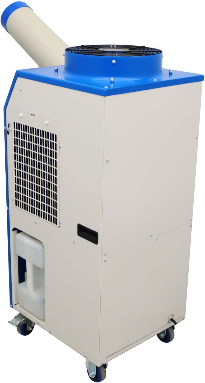 110V Industrial Portable Air Conditioner Air Flow 480m³/h with Wheels 14L Tank 1400W Commercial Spot Cooler Adjustable Vent Ideal for Insititute Workshops Outdoor Events