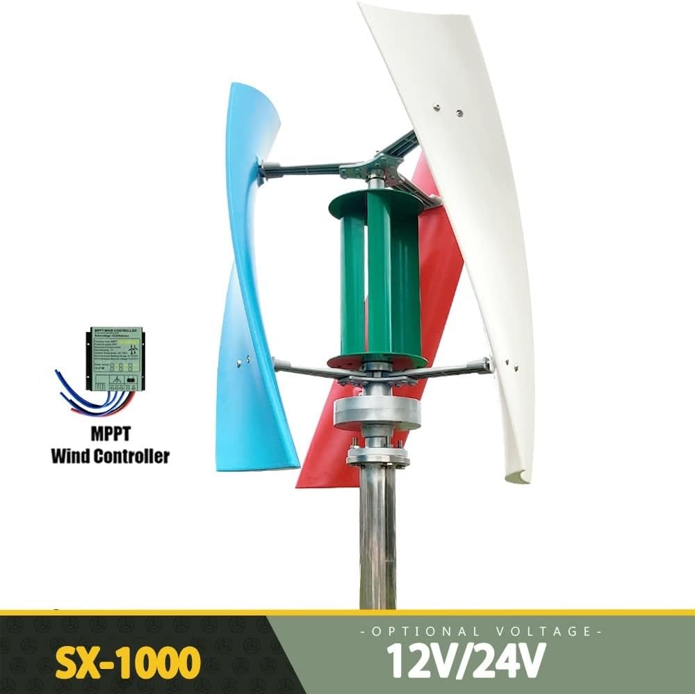 Wind Turbine, Wind Generator 1kw Inner Air Duct 800w 1000w Small Free Energy Wind Turbine Power Permanent Maglev 12v 24v with MPPT Controller(Multi,MPPT Controller_24V)