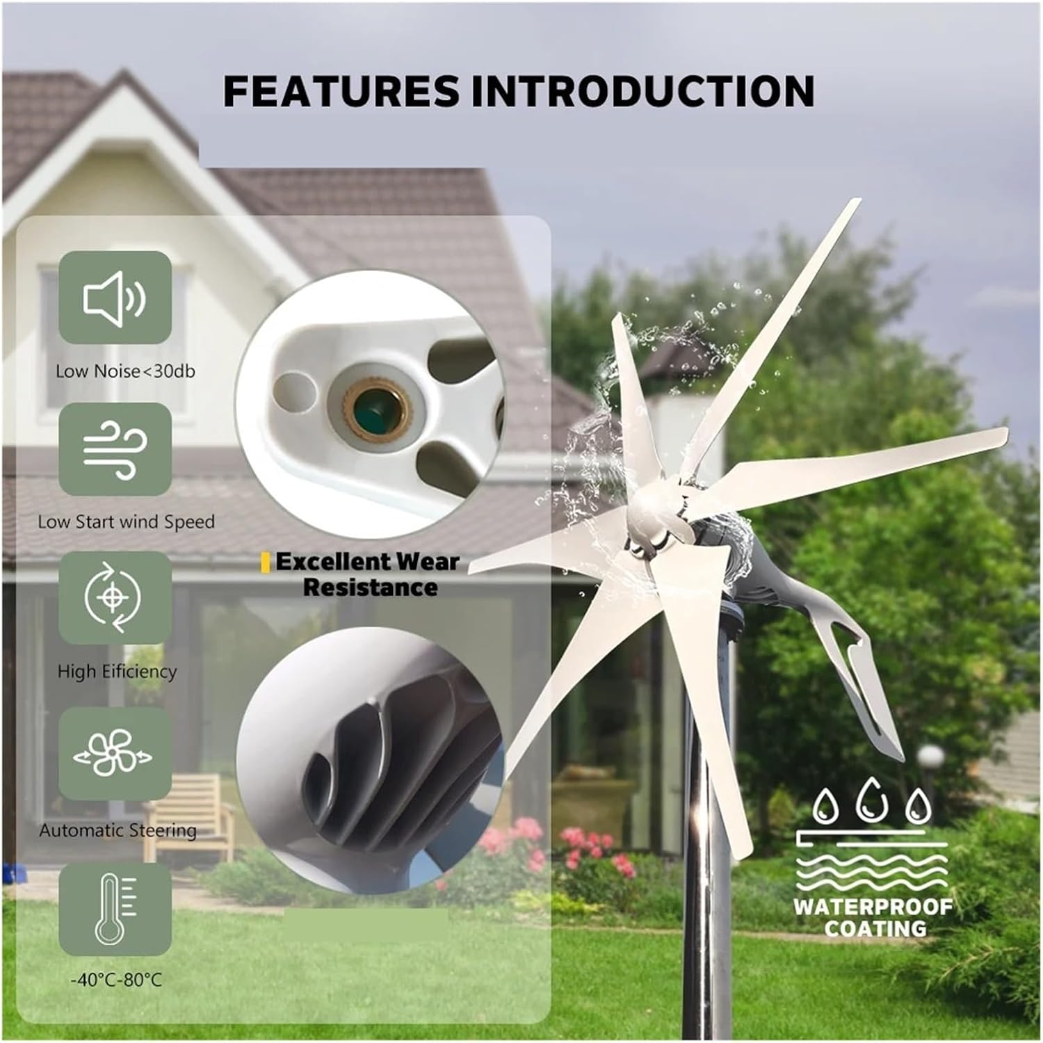 1000W Household Small Horizontal Wind Turbine Generator 12v 24v 48V with MPPT Controller Low Noise Windmill Industrial Energy(MPPT Hybrid Control,48V_1000W)