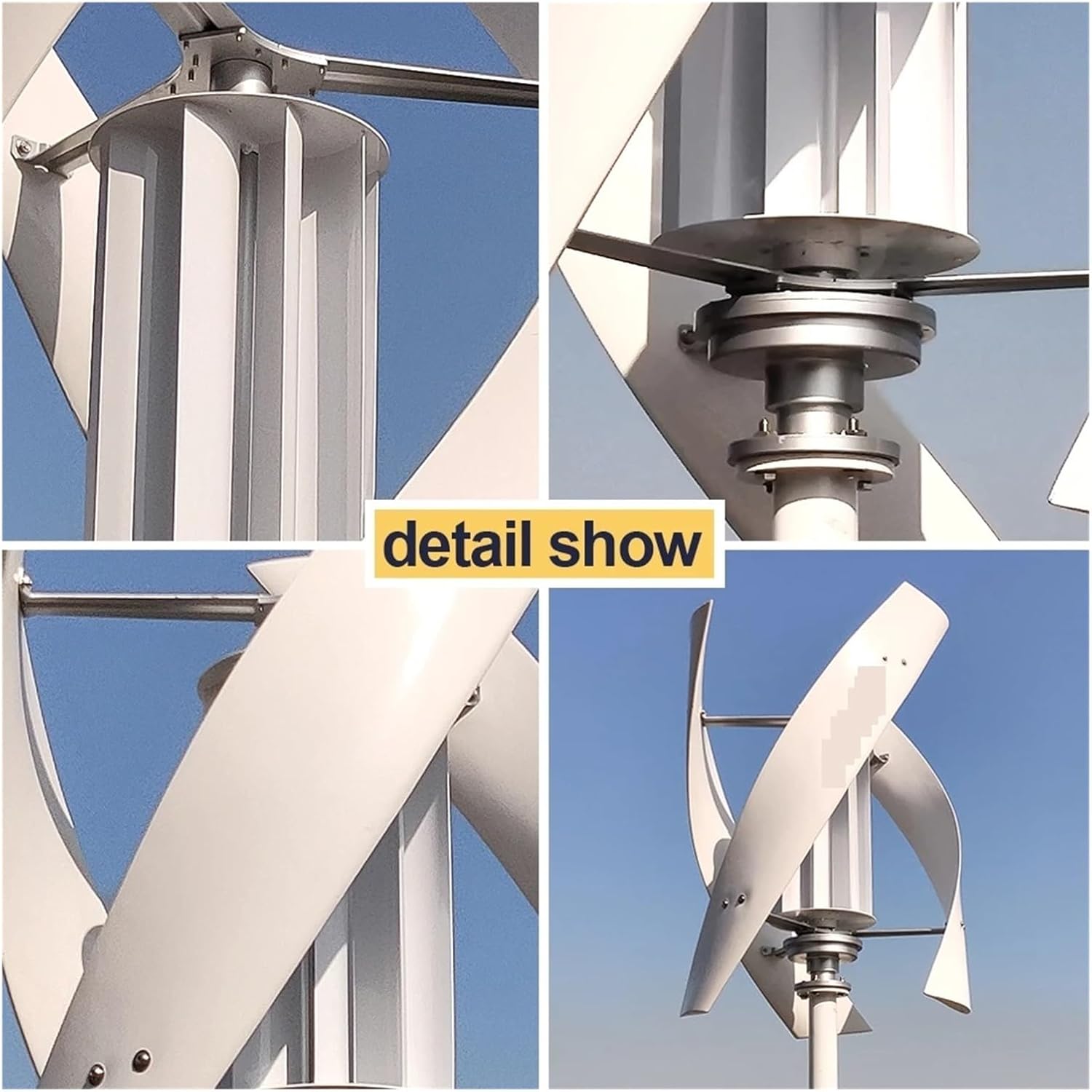 5KW Wind Turbine with Solar Panel Battery 5KW Vertical Axis Maglev Wind Turbine for Household Family with Controller Industrial Energy(MPPT Hybrid Control,12V)
