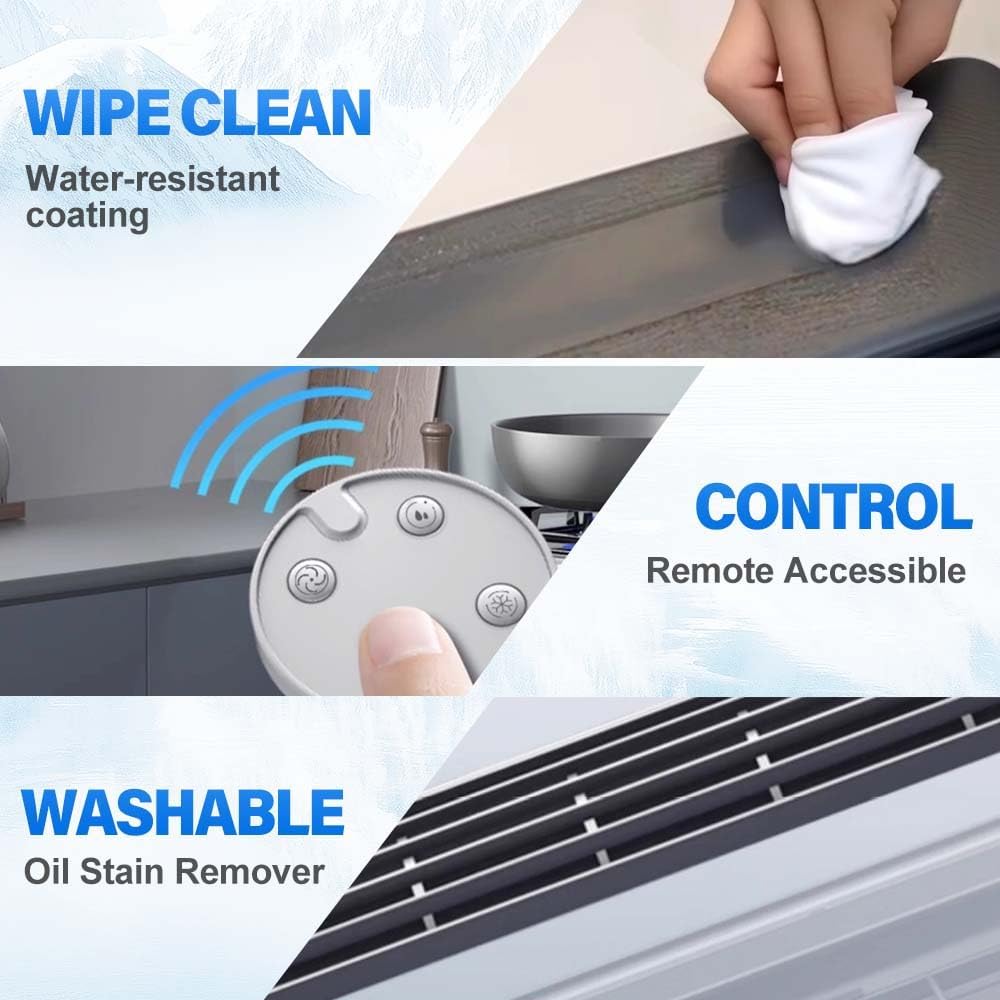 Wireless Air Conditioner, New No Drilling Kitchen Wall Mounted Fan with Remote, Mini Portable Cooling Solution for Kitchen and Bedroom