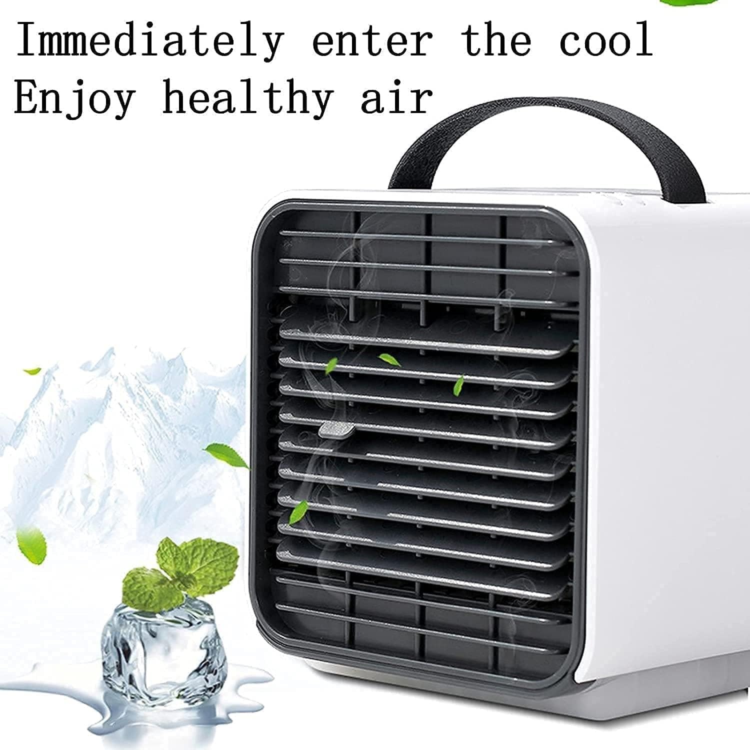 Portable Air Conditioner Fan, Mini Cooler with Large Capacity Water Tank and Fast Cooling Fan USB for Home, Office (Color : White)