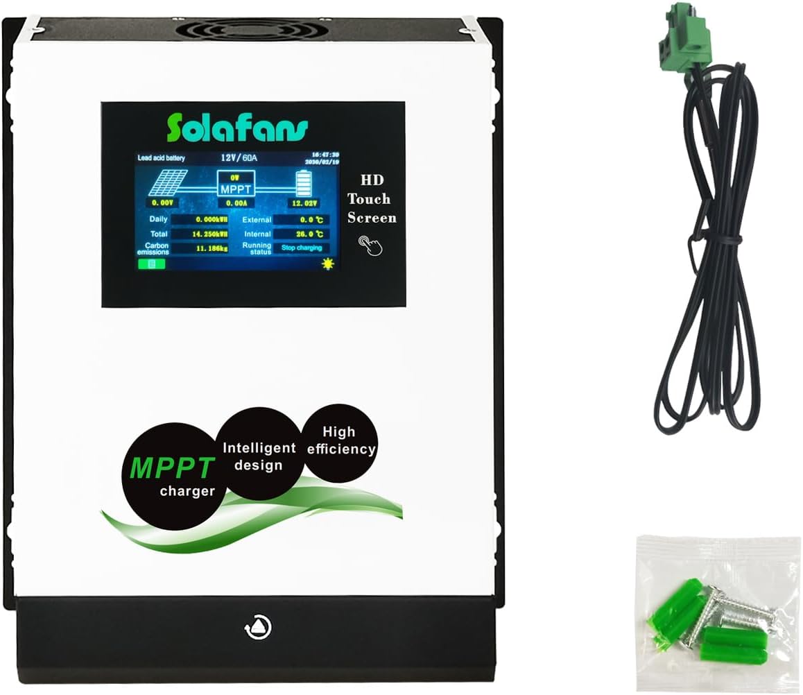 96V 60A Modbus MPPT Controller 6600W Solar Panels Input HD Touch Screen 48V/60V/72V/84V/96V PV180V Battery Reactivation Multi-Language with Bluetooth