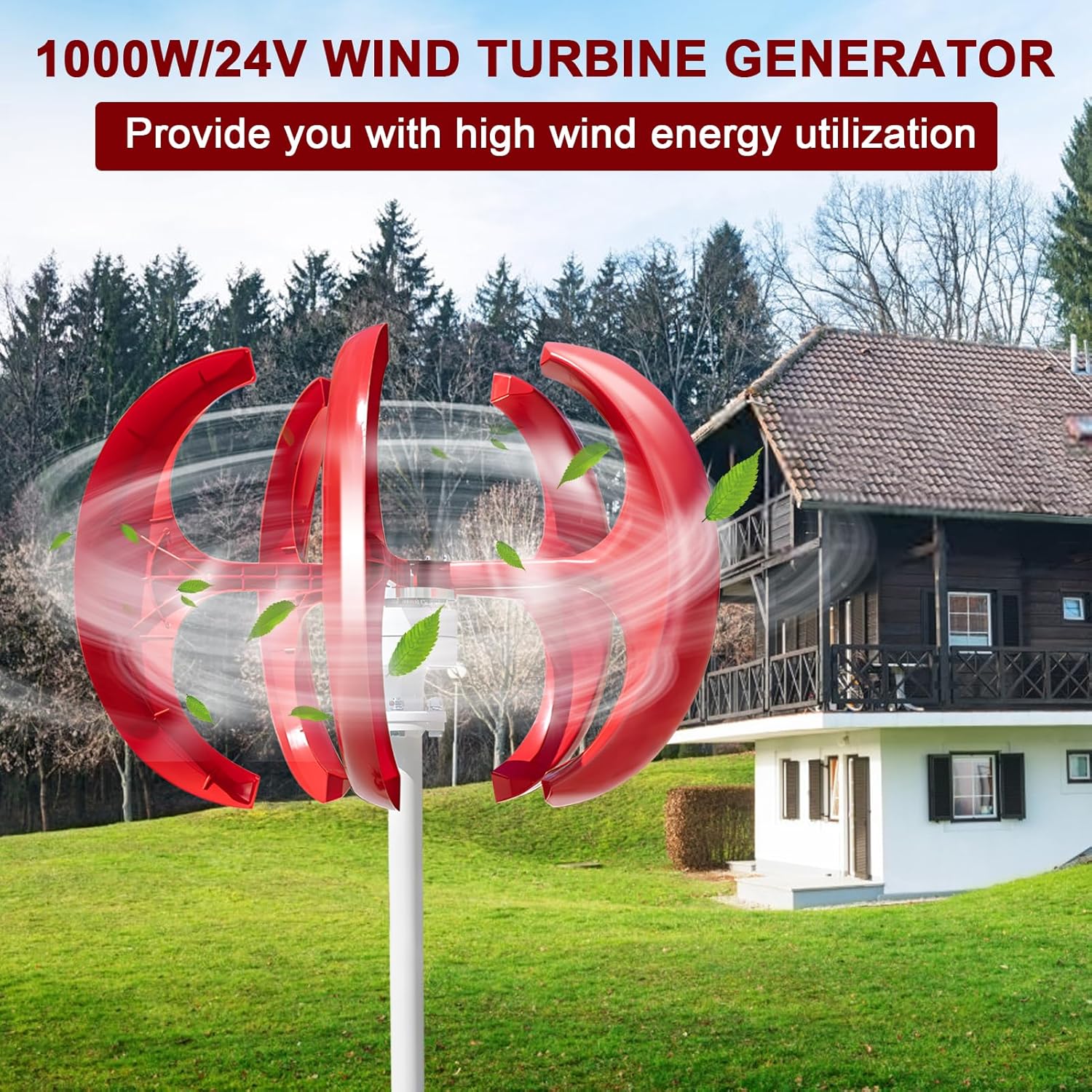 1000W Wind Turbine Generator Kit - 12V/24V 5-Blade Renewable Energy System for Home, Streetlights & Hybrid Use - High-Efficiency Electromagnetic Power Solution