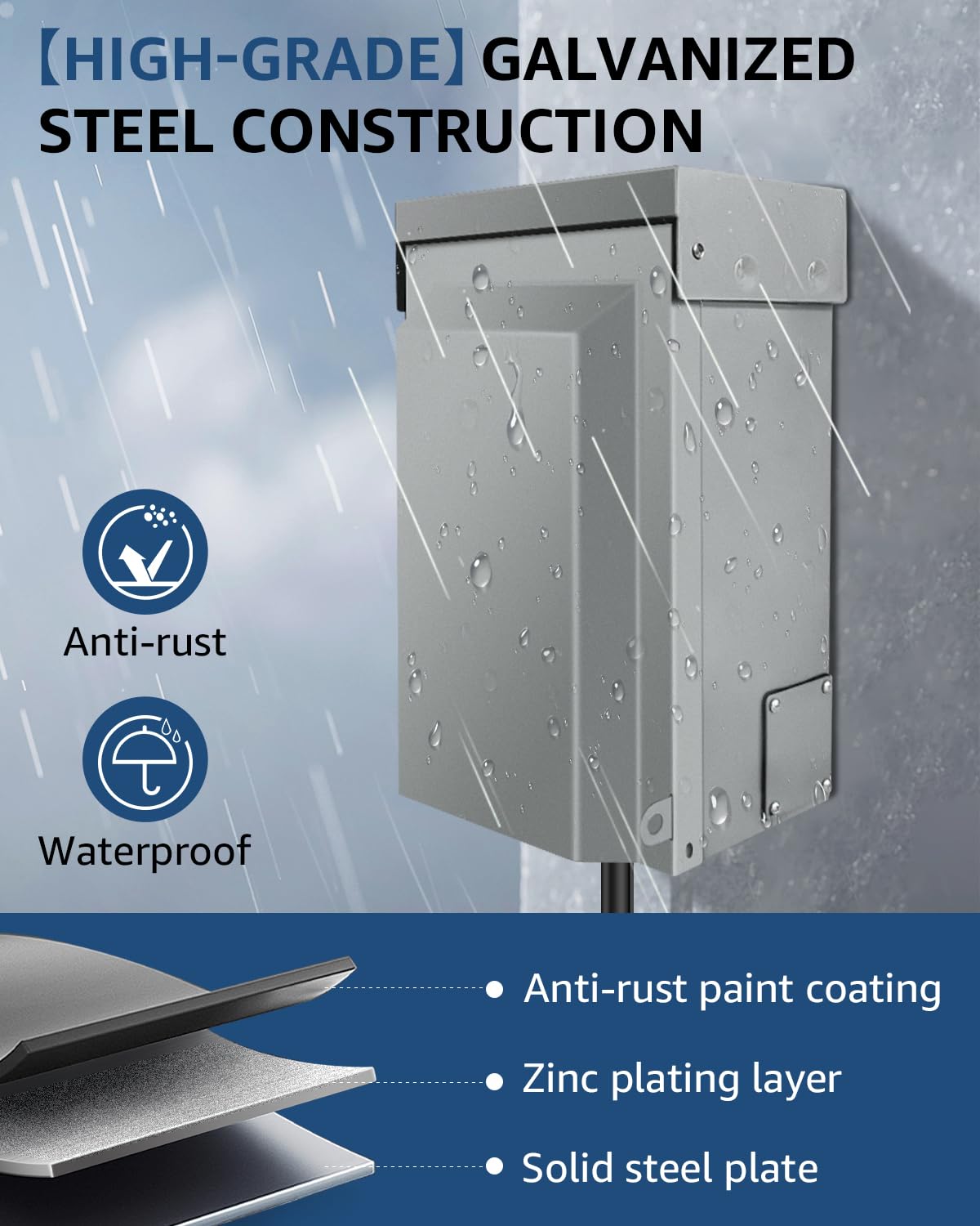 50 Amp Generator Inlet Box with Air Switch, NEMA SS2-50P Power Inlet Box for 3-Prong Generator Cord, 125/250V, Generator Plug Weatherproof Outdoor Use