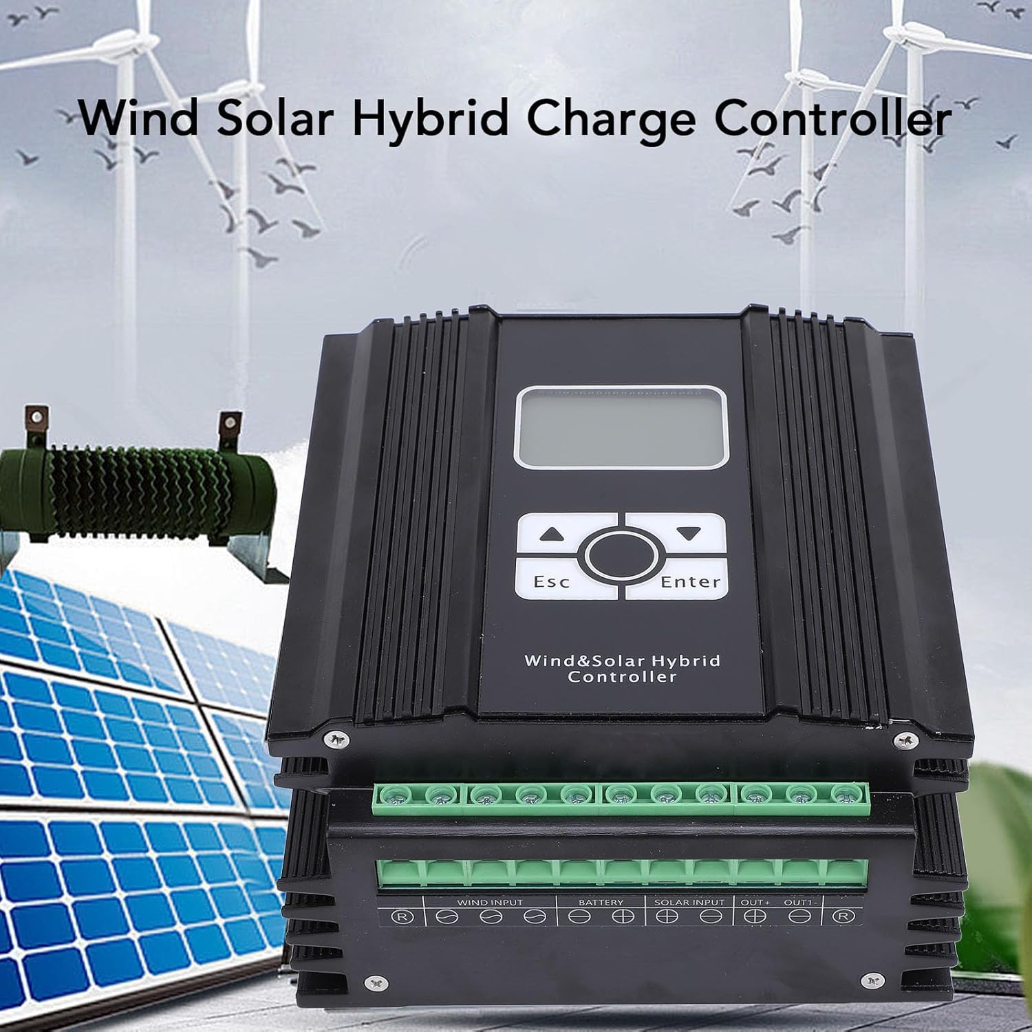 48V Wind Solar Hybrid Controller 400W with LCD Display, MPPT Boost Technology, PWM Discharge - High Efficiency Charging, Intelligent Stability, Ideal for Off Grid Systems (400W Fan)