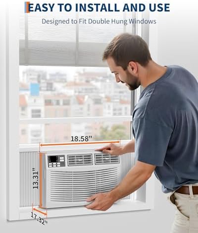 10000 BTU Window Air Conditioner with WiFi, 3 in-1 Energy Saving Window AC Unit with Remote & App Control & Timer Function & Easy Install Kit, Cools 450 Sq.Ft. for Bedroom, Living Room, White