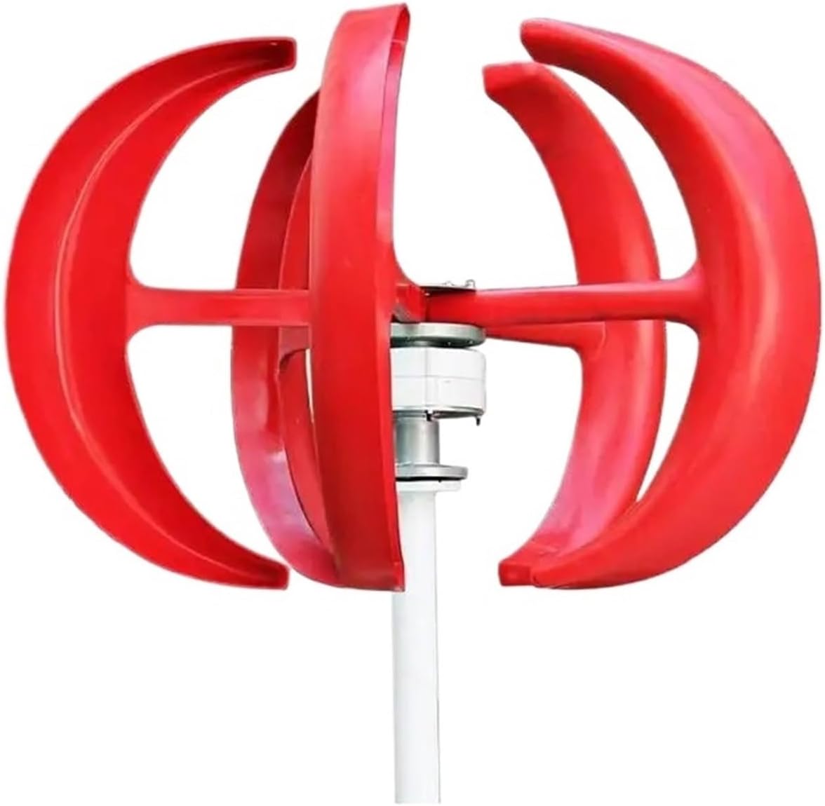 Wind Turbines, 500W Vertical Axis Wind Generator 12V 24V Red and White Ball Type for Land Marine Use Low Wind Speed Starting Wind Turbines(Red,5 Blades_24V)