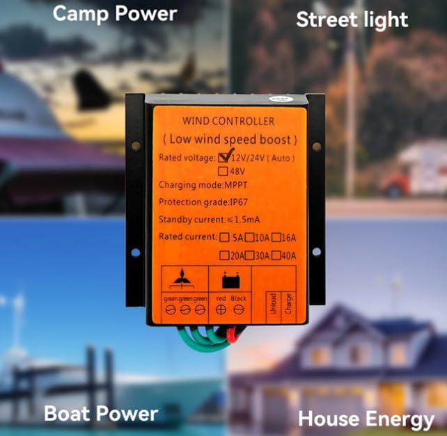 10A- 40A 12V 24V Auto 48V MPPT Wind Charge Controller for Wind Turbine Generator Water Proof IP68 for Home Use(6000W-9000W)