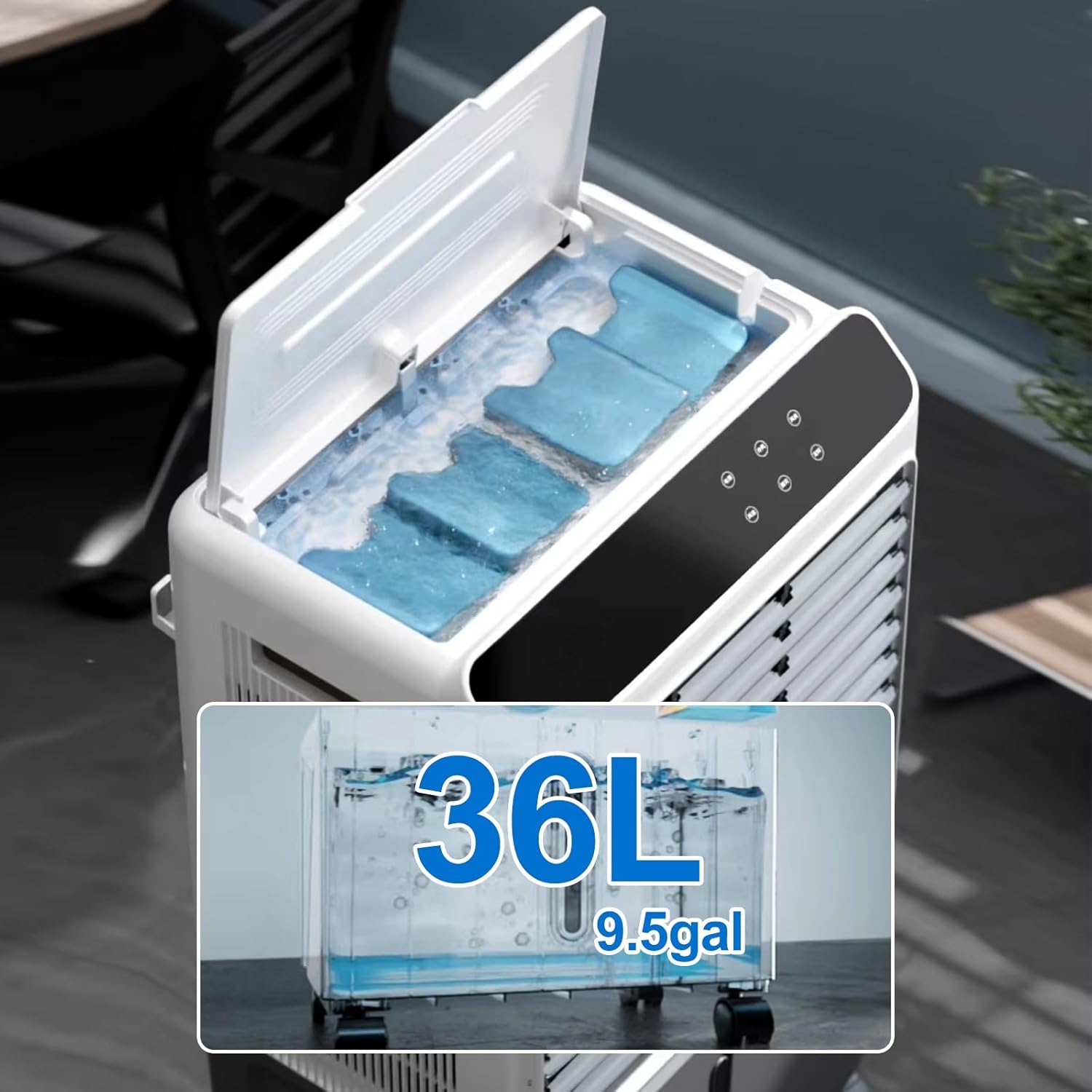 Swamp Cooler, 3-in-1 Evaporative Air Cooler with 36 L/9.5 Gal Tank, 60° Oscillation, 12H Timer, Remote, Portable Air Conditioner for Bedroom Home Office