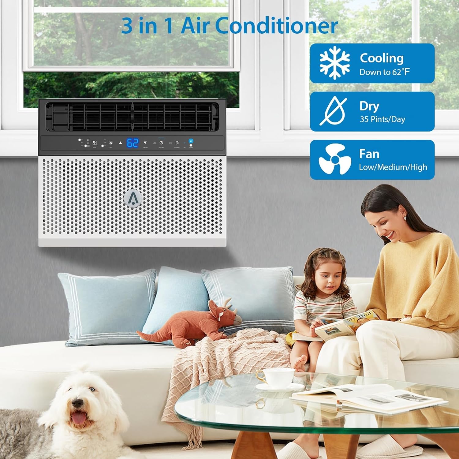 Window Air Conditioner 6000 BTU, U-Shaped Design, Ultra Quiet, WiFi Enabled, Energy Efficient, Remote Control, Cools Up to 350 Sq.Ft, White