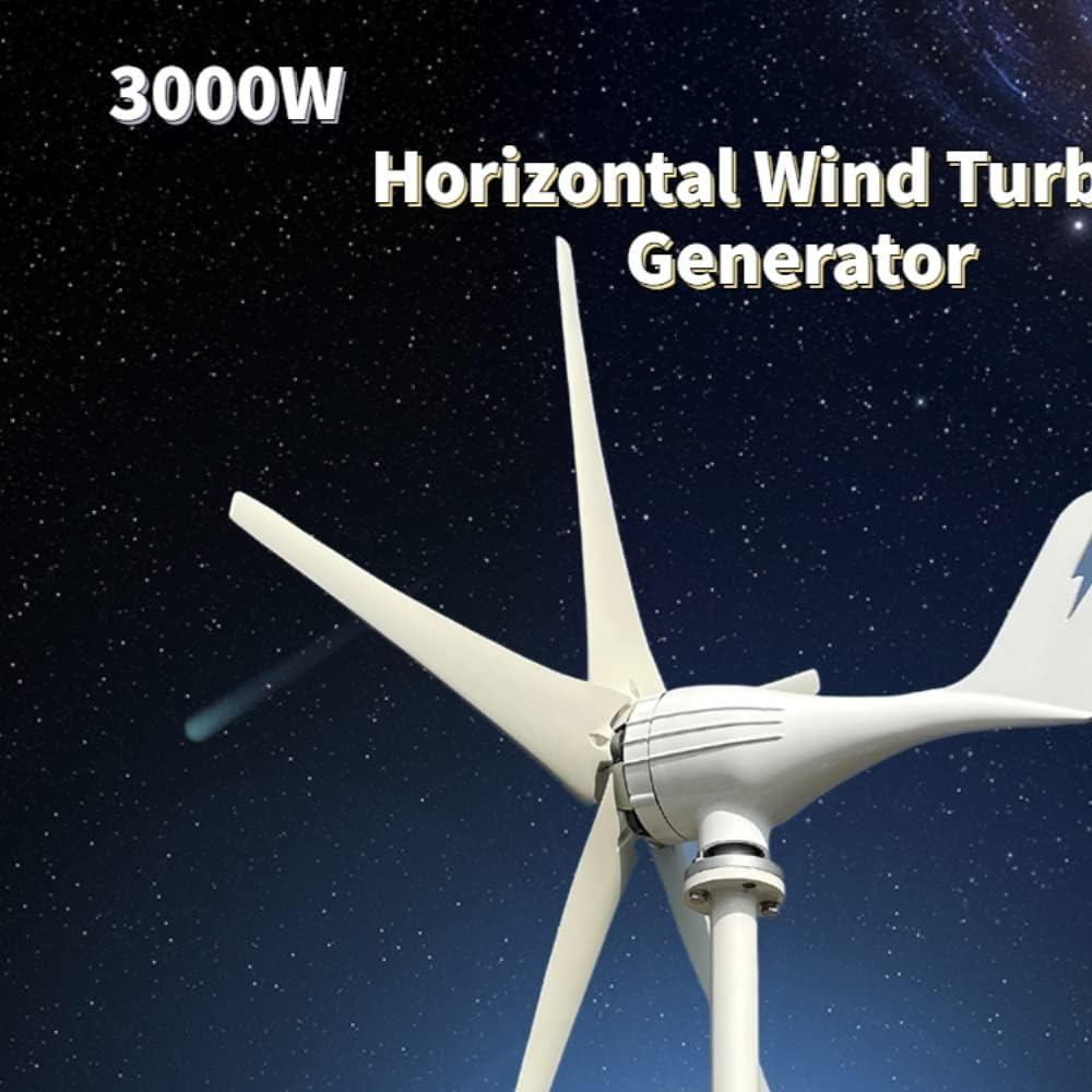 Wind Turbine, 3000w 5 Blades Free Energy Wind Energy HIGH Efficient 12v 24v Wind Turbine Generator with MPPT Controller Wind System(Wind Turbine only,12V_3KW 3BLADES)