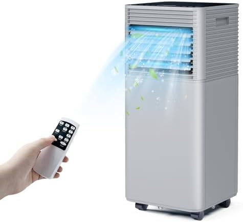 KOTEK Portable Air Conditioners, Air Conditioner for Rooms up to 350 Sq Ft, Ac Unit with Remote Control, 2 Speeds, 4 Modes, 24H Timer & Window Installation Kit for Home/Office/Dorms (Grey, 10000 BTU)