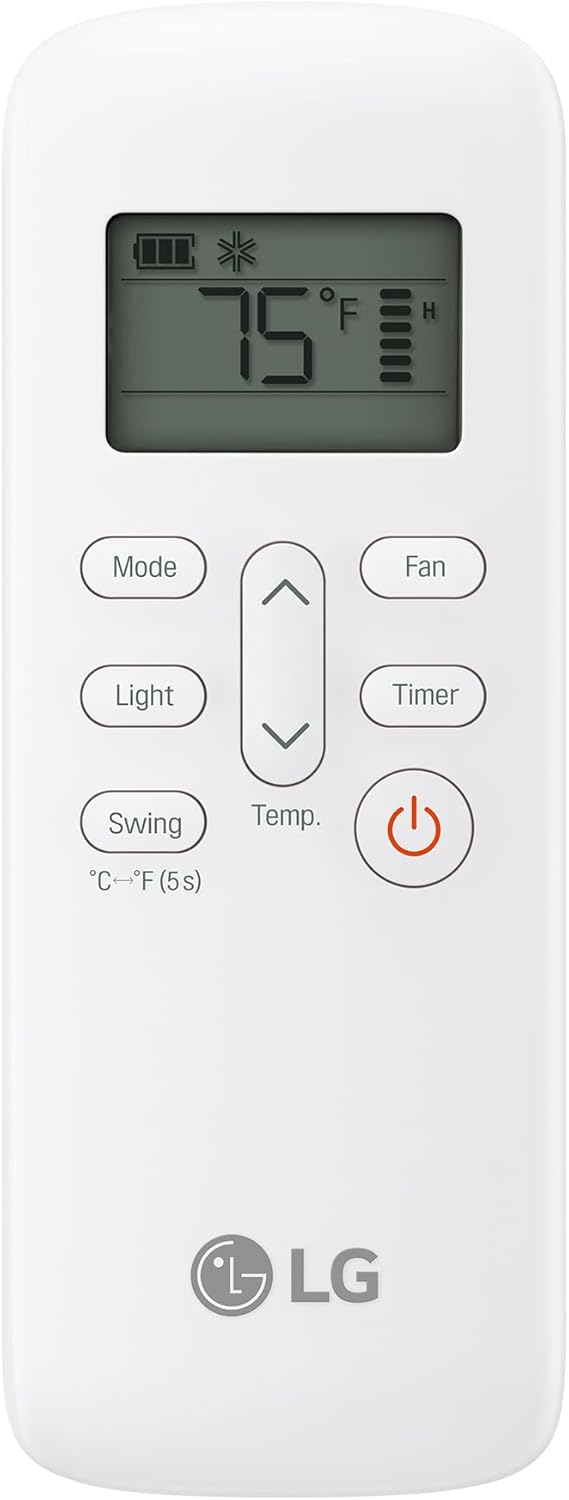 LG 7,000 BTU Portable Air Conditioner, 115V, Cools 300 Sq.Ft. (12' x 25' Room Size), Portable Air Conditioner for Home with Quiet Operation, LCD Remote Control, and Window Installation Kit, White