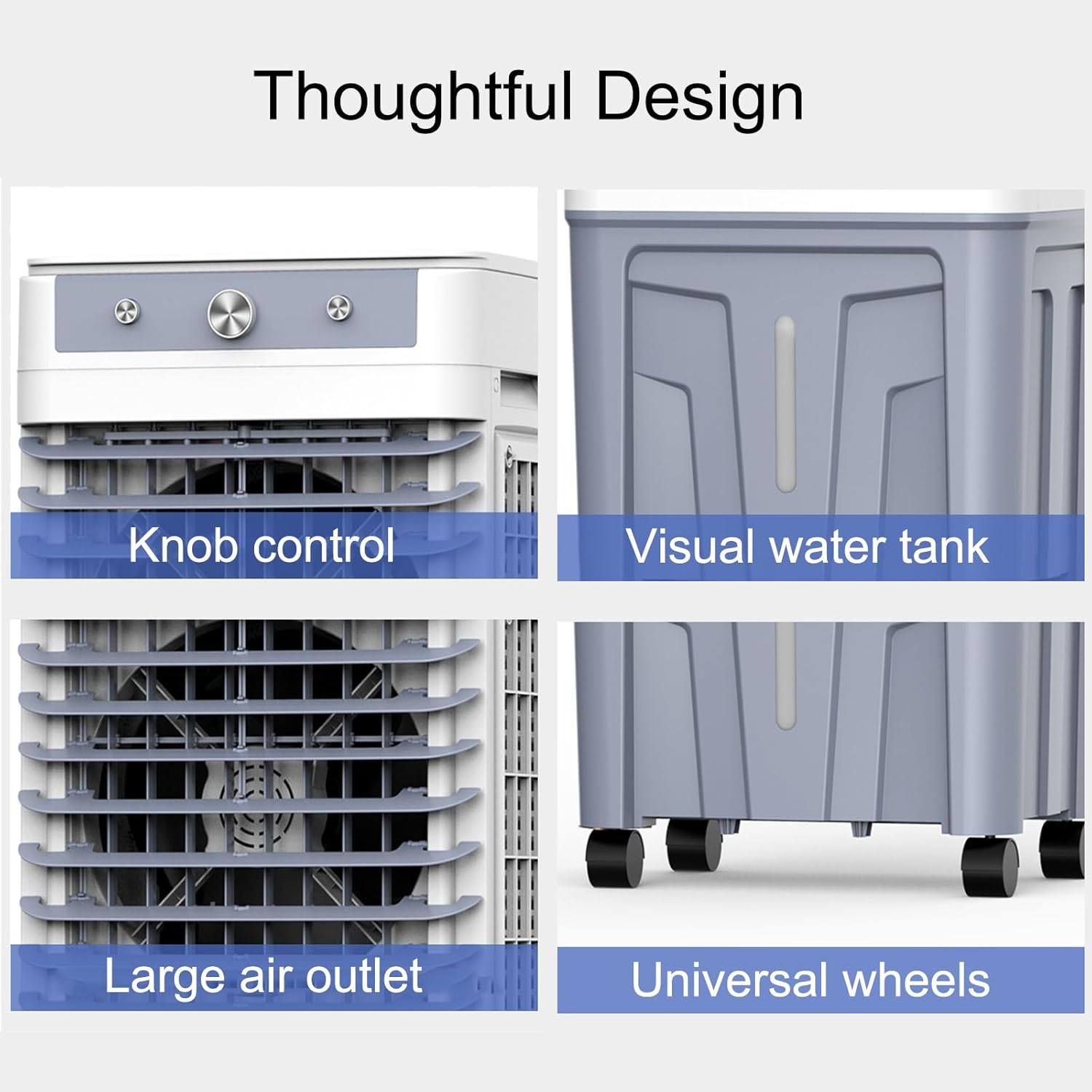 3 in 1 Commercial Evaporative Air Cooler Fan, Swamp Cooler Air Conditioner with 3 Speeds, Industrial Air Conditioning Fan with 120°Oscillation, Large Water Tank, Powerful Motor for Efficient Cooling(G