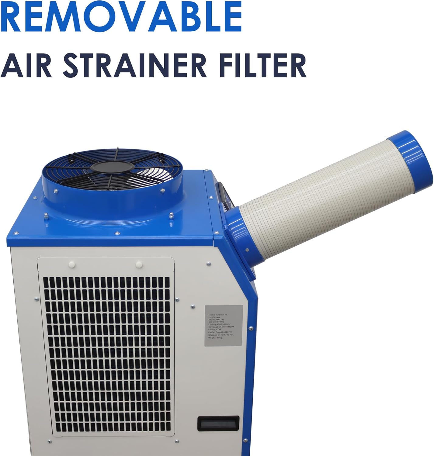 11900 BTU Industrial Portable Air Conditioner Single Nozzle Mobile Spot Cooler with 3.7 Gal Water Tank Automatic Control 480m³/h 220V 1400W