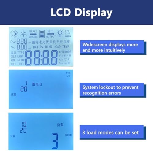 2000W Wind Solar Hybrid Charge Controller, MPPT Auto 12V/24V/48V, Wind Turbine & Solar Panel Compatible, LCD Display, Free Dump Load for Efficient Power Management