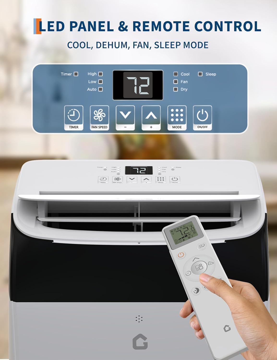 Portable Room Air Conditioner 12,000 BTU - Standing AC Unit with Fan/Dehumidifier/Sleep Mode/Remote Control/24H Timer/Installation Kit Cooling Up to 550sq.ft Rooms