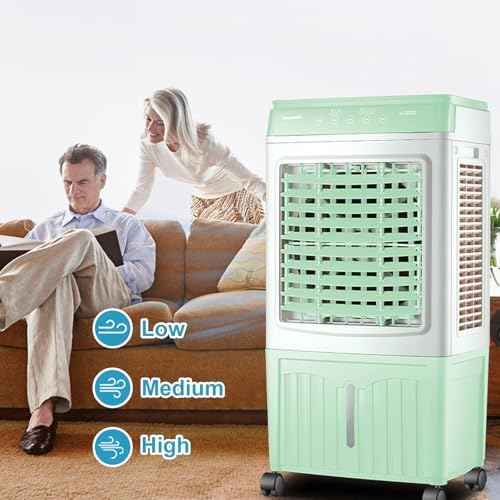 Swamp Cooler Air Conditioner, 3-IN-1 Evaporative Air Cooler with 11.8 Gal Water Tank, 3 Modes, 3 Speeds, Remote, 12H Timer, for Bedroom Home Office