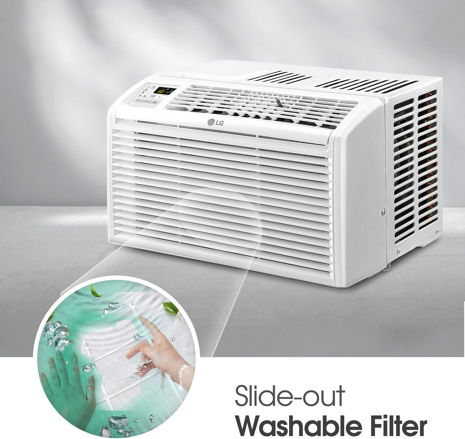 LG 6,000 BTU Window Air Conditioner, 115V, Cools 250 Sq.Ft. for Bedroom, Den, Living Room, Quiet Operation, with Remote, 2 Cooling & Fan Speeds, 2-Way Air Deflection, Auto Restart, White