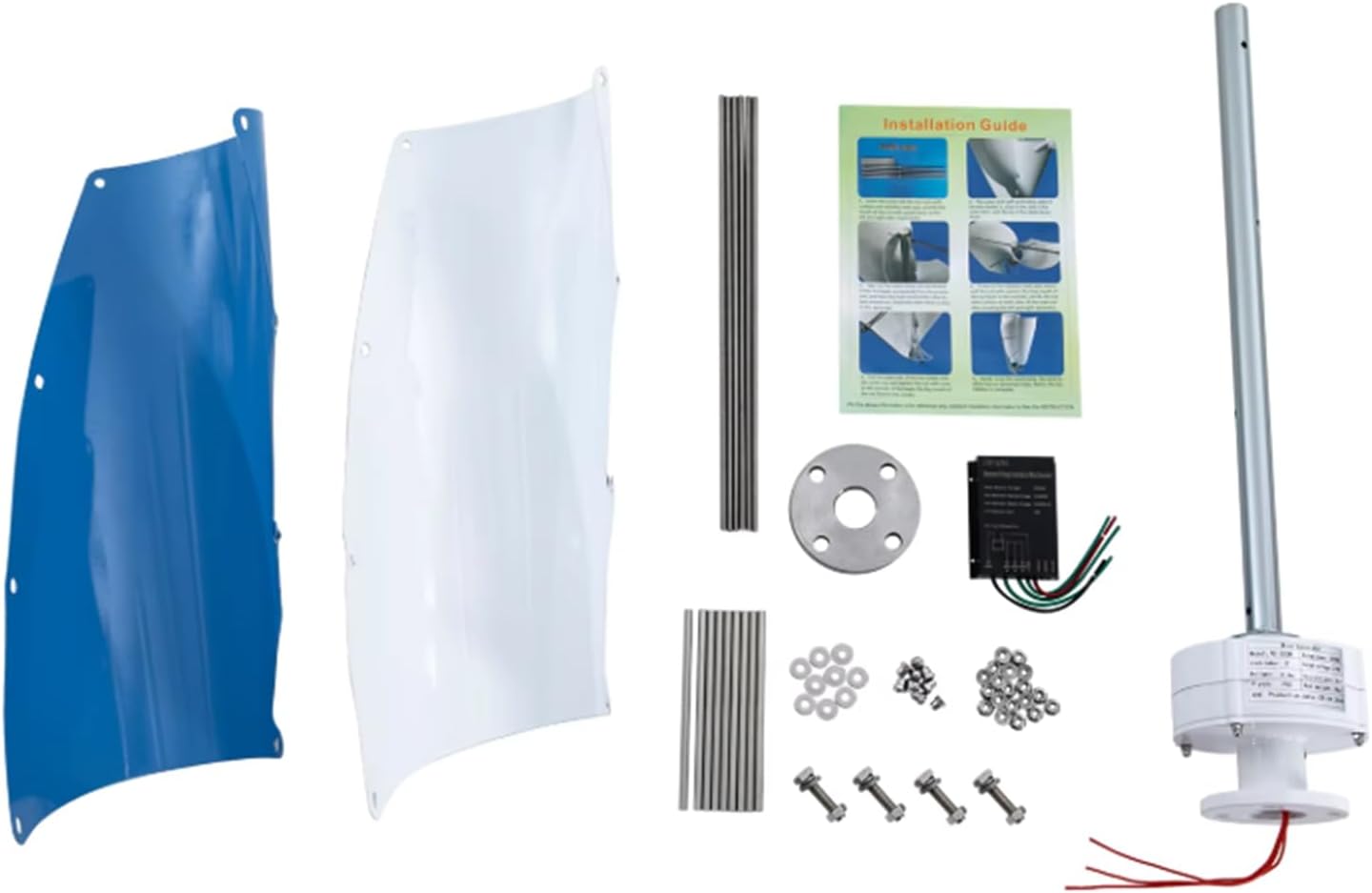 2 Blade Vertical Wind Turbine Generator,16000W 12V 24V 48V 220V Noiseless Magnetic Levitation Wind Turbine Set with Controller for Home Or Camping