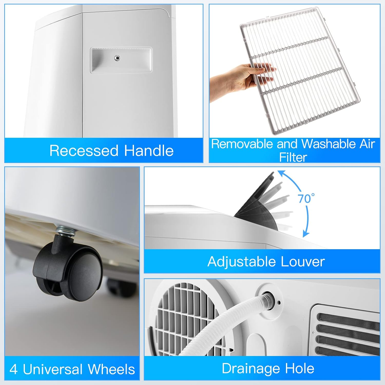 COSTWAY 12000BTU Portable Air Conditioner, 4-in-1 Oscillation Air Cooler with Cooling/Dehumidifier/Heater/Fan, 3 Speeds Fan for 450 sq.ft, Remote Control, WiFi Smart Control (12000BTU)