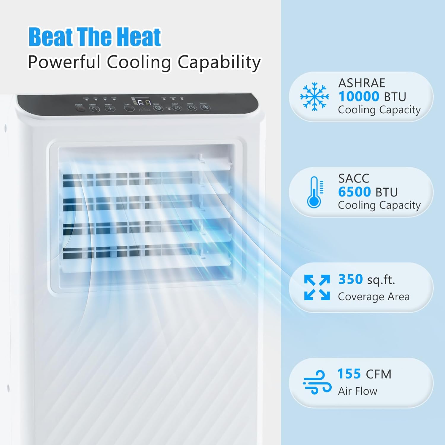 ARLIME Portable Air Conditioner, 10000 BTU 3 -in-1 Air Cooler, Dehumidifier & Fan w/LED Display, Remote Control, 24H Timer, Sleep Mode & Window Installation Kit, AC Unit Cools up to 350 Sq.Ft.