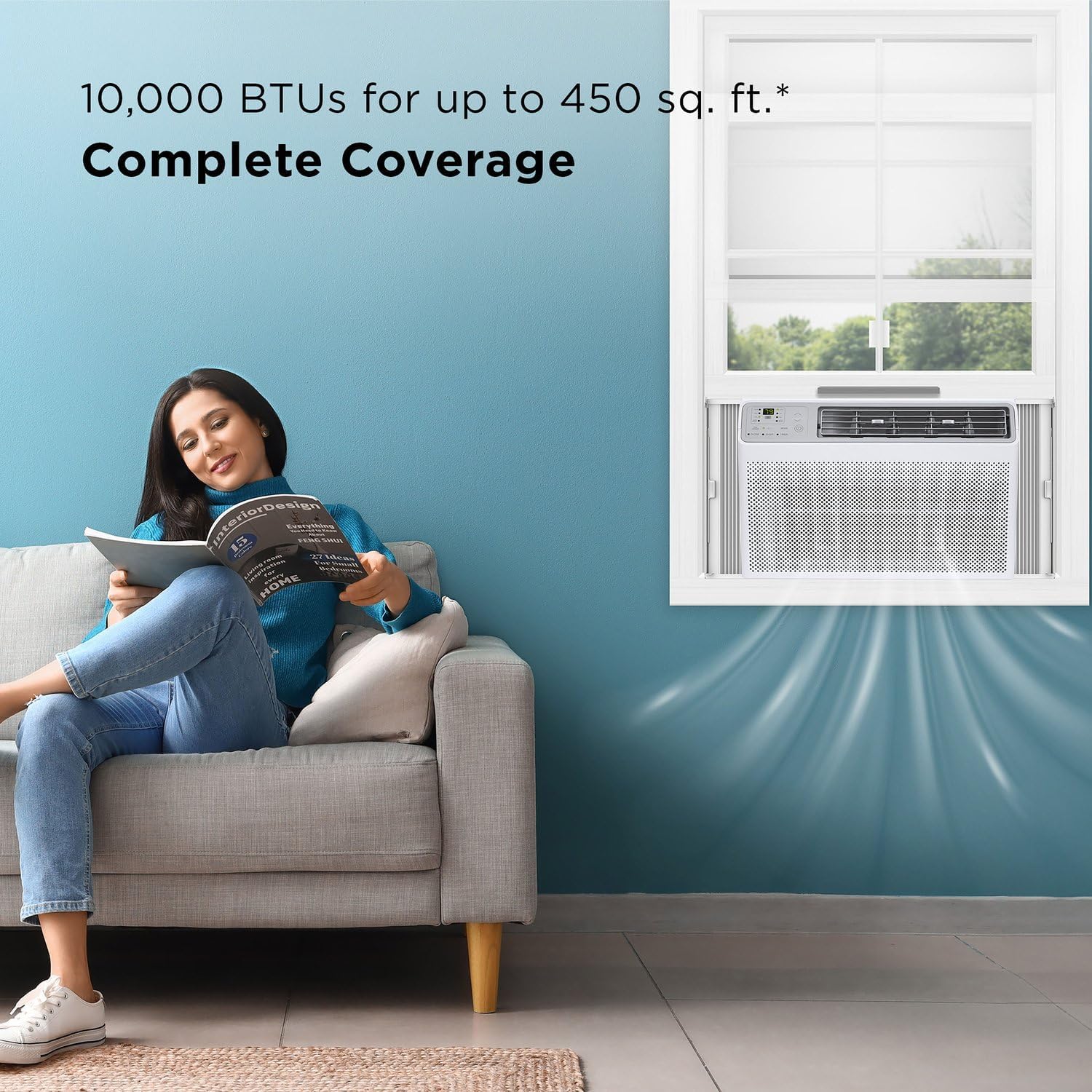 TCL H10W35W 10,000 10000 BTU Smart Window Air Conditioner, Fan & Dehumidifier, 450 Sq. Ft, Remote Control, Compatible with Alexa/Google Assistant, White