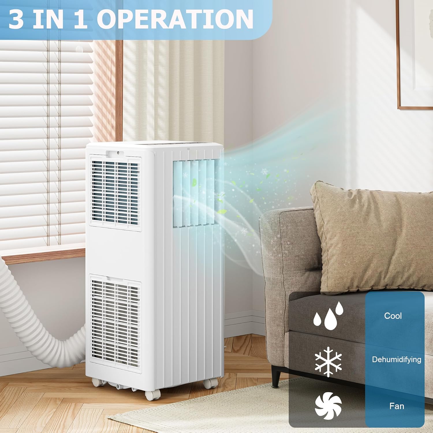 Garvee 8000 BTU Portable Air Conditioners, Portable AC With Remote for Room to 300 sq.ft 3 in 1 Air Conditioner With Dehumidifying/Fan/Timer And Window Kit