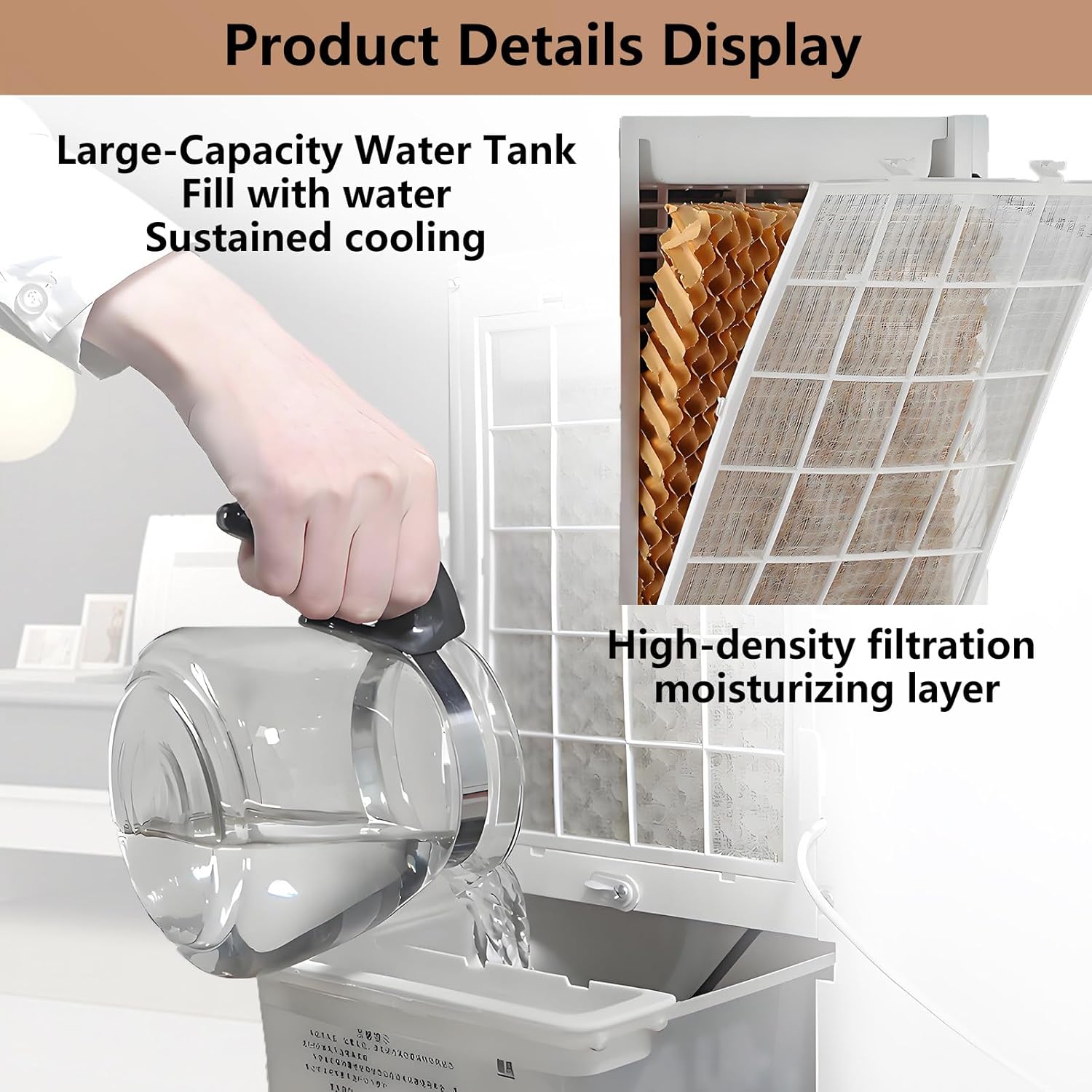 Portable Air Conditioners 4-in-1 Portable Air Cooler Fan Mini Evaporative AC Unit with 3-Speed and 4 Ice Packs Remote Control Touch Screen for Camping Office Bedroom Car 24VCar