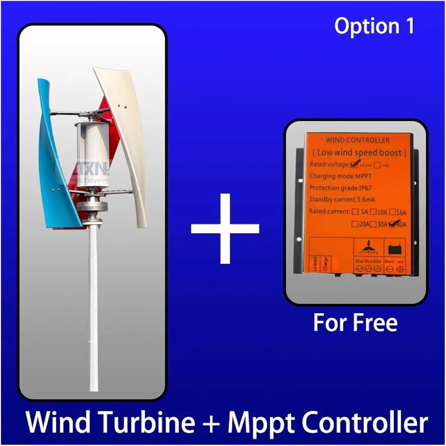 20kw 20000w Vertical Wind Turbine Generator 12V 24V Magnetic Strong Power AC Inverter Output for Home Industrial Energy(48V_20000W)