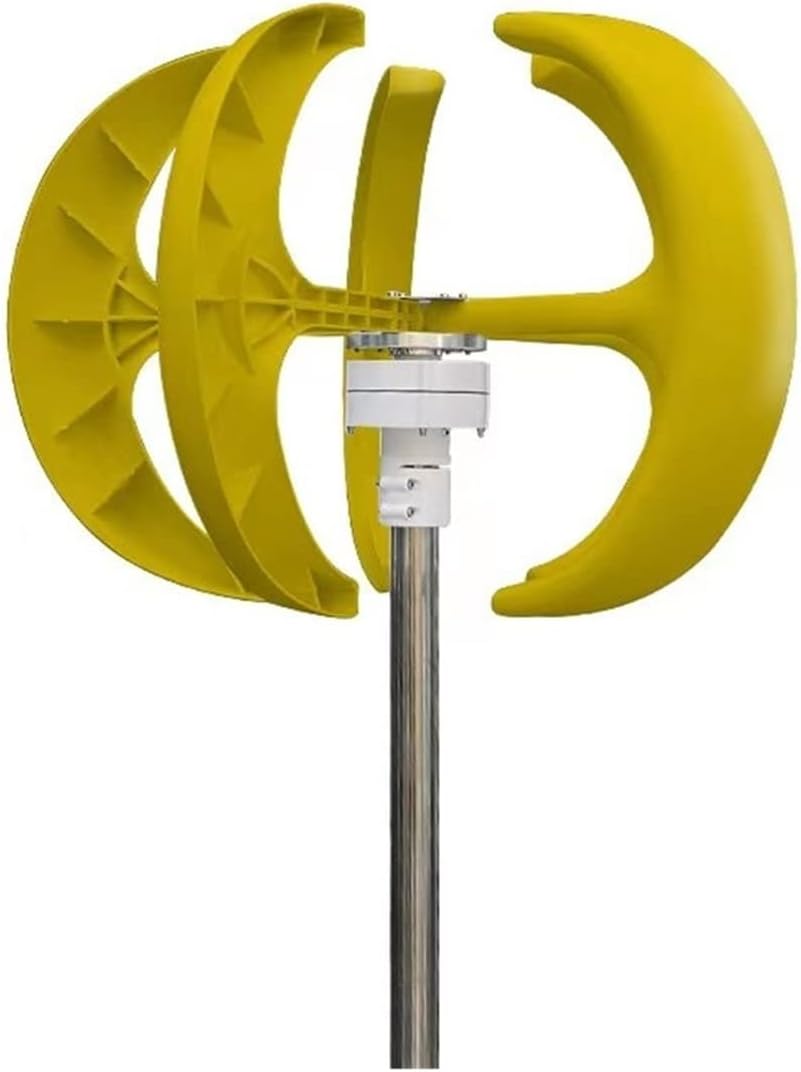 Wind Turbine, Vertical Wind Turbine Generator 1000W 5 Blades12v 24v with MPPT Charge Controller Low Noise Wind Speed Start Rotation for Home(Yellow,with MPPT Controller_24V)